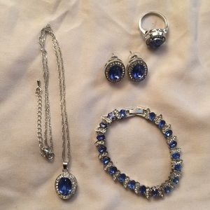 4pc Dark Blue Silver Plated set